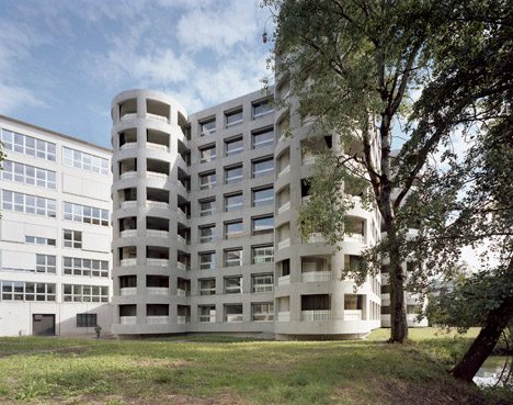 Staircase Towers Form Corners Of Uster Apartment Building By Herzog & De Meuron