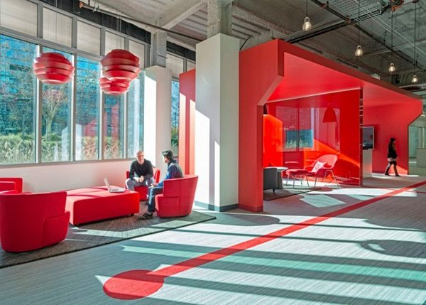 Modern Office Furniture With Red Color Accents Of The Flash Design Studio