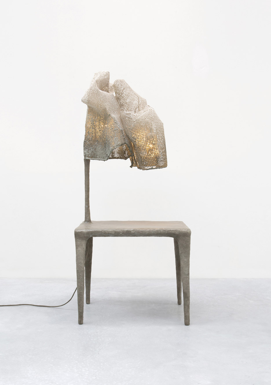 Nacho Carbonell Wraps Lamps In Mesh Cocoons For Carpenters Workshop Exhibition