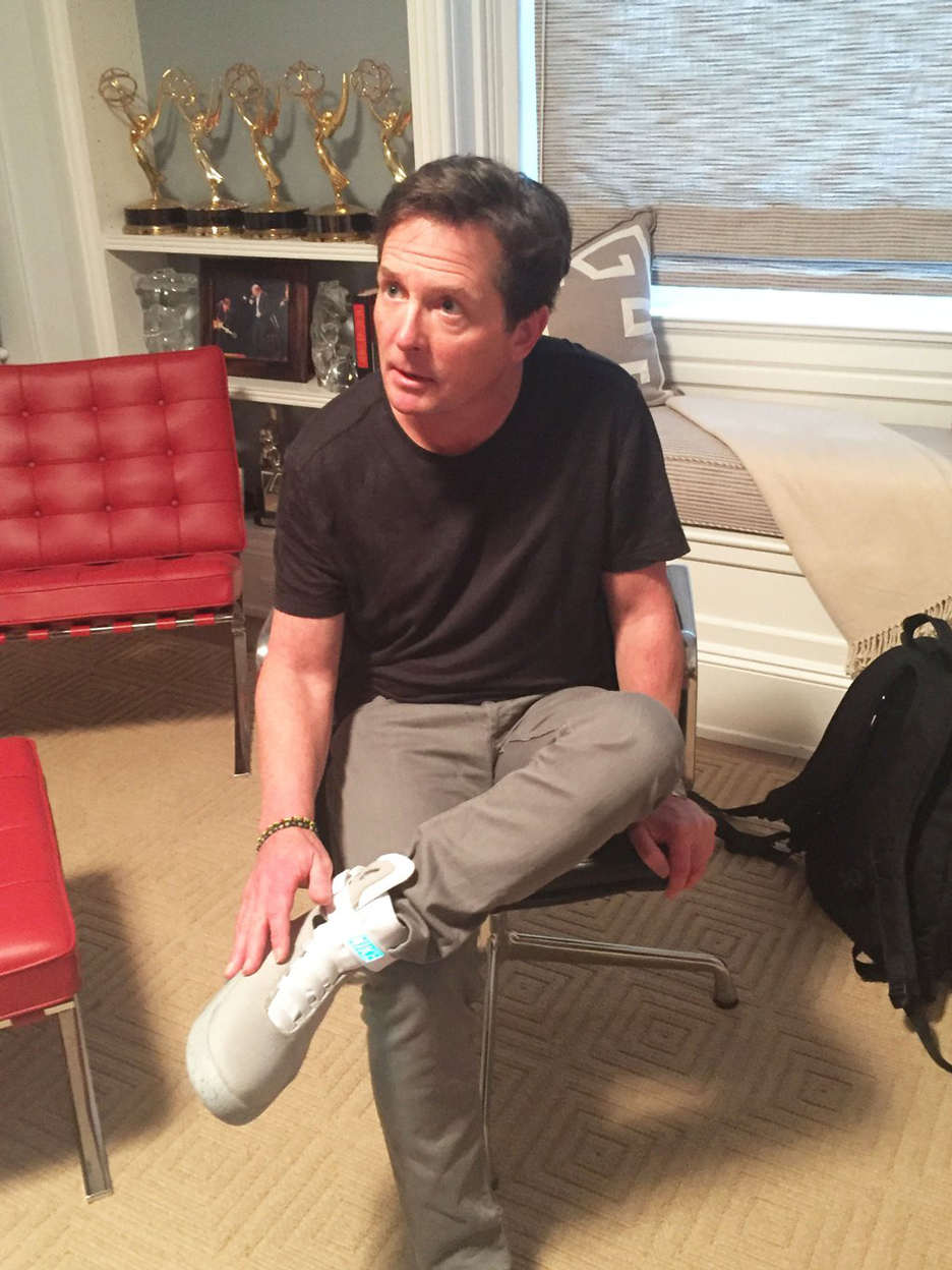Michael J Fox Tries On First Pair Of Back To The Future Nike Shoes