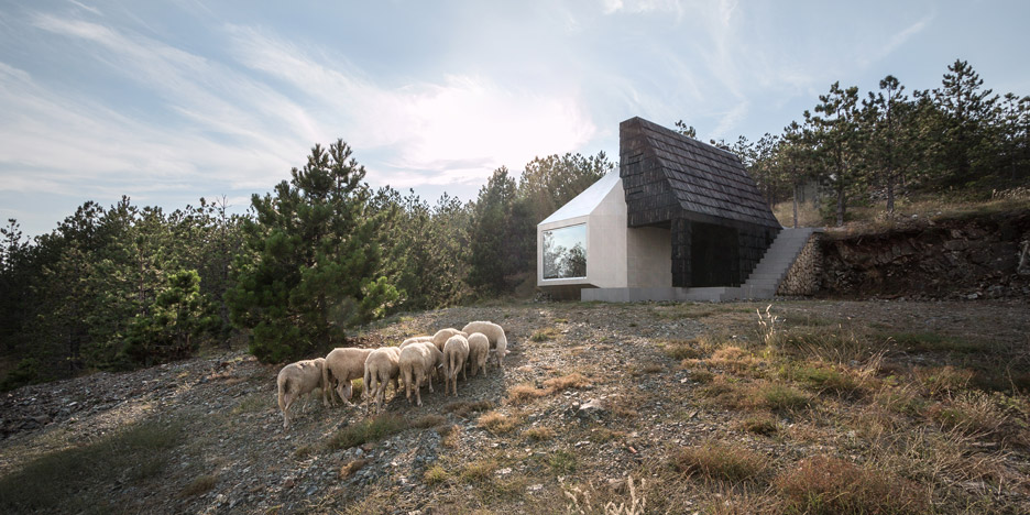Serbian Mountain Home By EXE Studio Clad In Both White Ceramic Tiles And Dark Wooden Shingles
