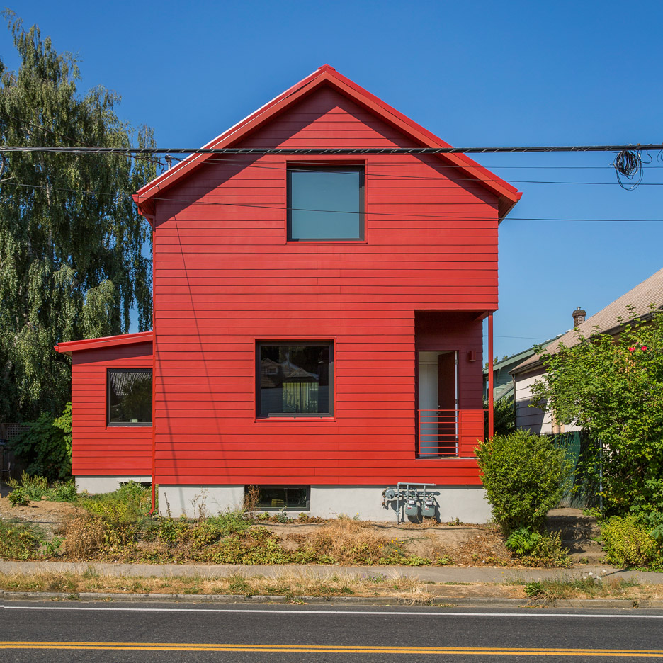 Waechter Architecture Updates Century-old Portland House With A Bright Red Facade