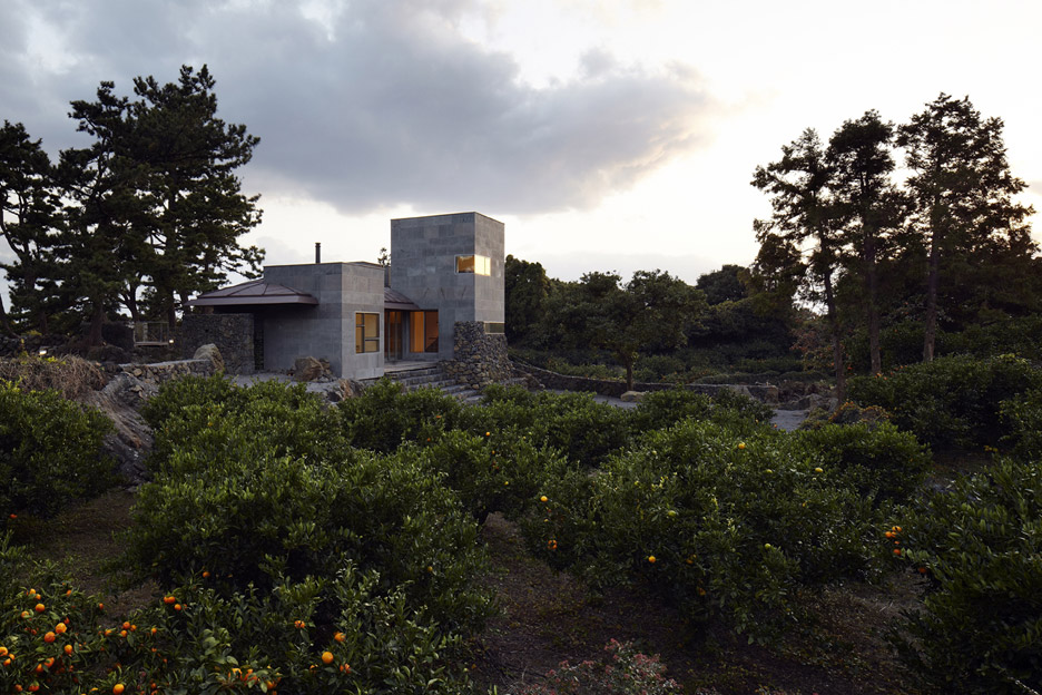Stone Residence By Doojin Hwang Stands Among Citrus Trees On Jeju Island