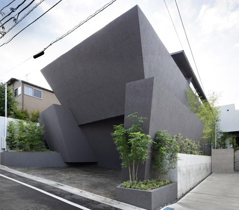 Angular Black Walls Fold Around SRK Home In Tokyo By ARTechnic Architects