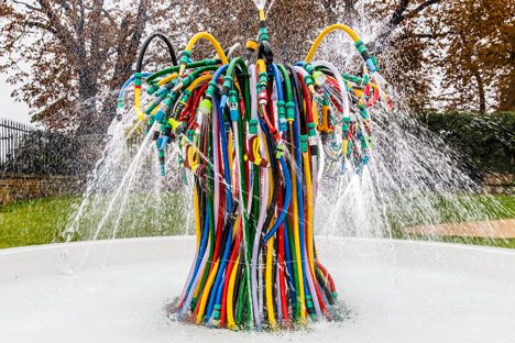 Bertrand Lavier’s “unruly Mass” Of Hoses Creates A Fountain Outside The Serpentine Sackler Gallery