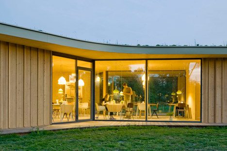 GAAGA Uses Prefabricated Wooden Walls To Build “three-legged” Tea House In A Dutch Park