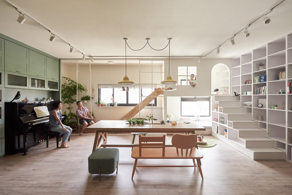 HAO Design Adds Wooden Slide And Swings To Family Home In Taiwan