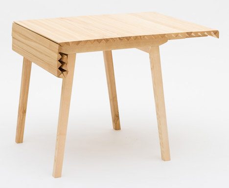 Nathalie Dackelid’s “wooden Tablecloth” Folds Out To Form Table Extensions