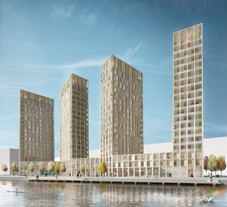 Tham & Videgård Designs Wooden Residential Towers For Stockholm Waterfront