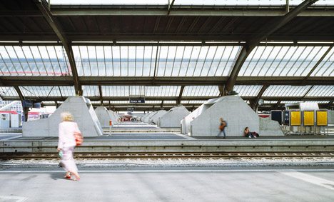 Sloping Concrete Circulation Entrances Added To Platforms At Zurich Hauptbahnhof