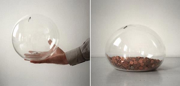 Transparent Glass Piggy Bank : Bubble Bank by Leon Ransmeier