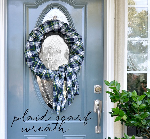 fall plaid scarf wreath
