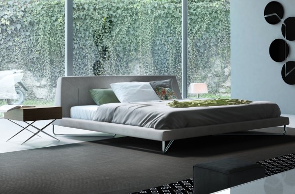 A super simple platform bed and mid-century style side table give this bedroom a distinct but understated style.