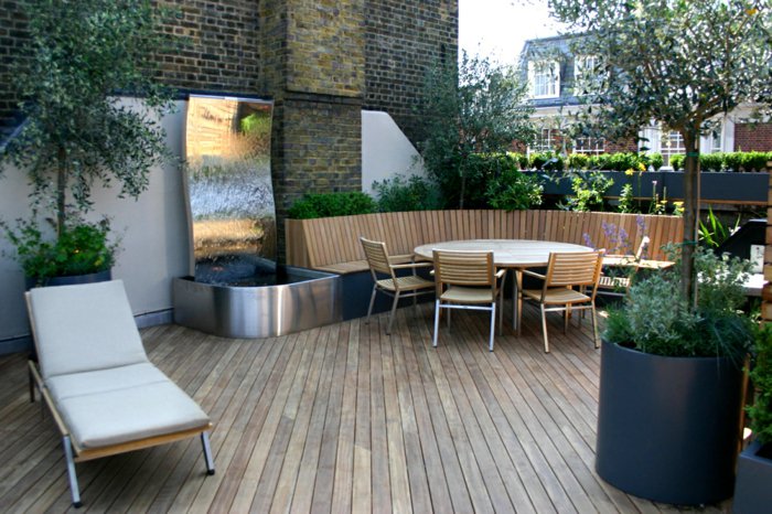 Modern terrace design with beautiful outdoor furniture