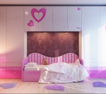Via VladoMNA Barbie and heart themed room is at the pinnacle of girlie glamour, whilst pink floral wallpaper conjures equal femininity without the branding. White furniture offsets the sweetness to keep the overall look of the scheme fresh and light.