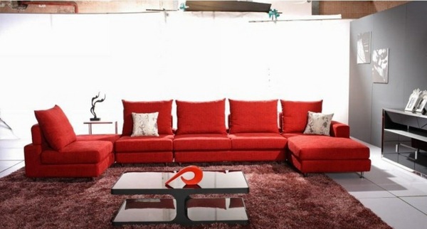 red accents in the living room
