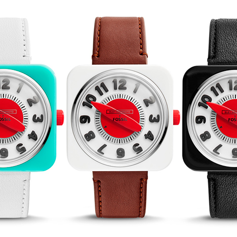 From left to right: Retro Timer in turquoise/white, white/brown and black/black